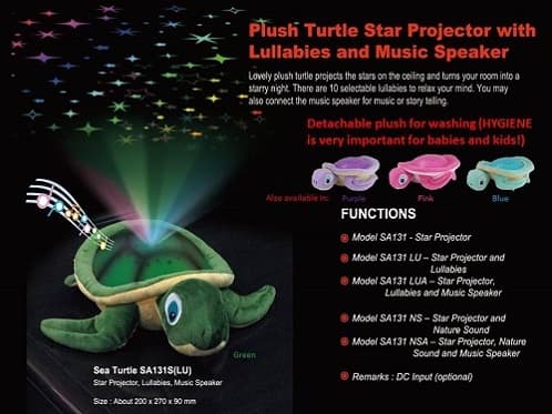 Plush Turtle Star Projector with Lullabies